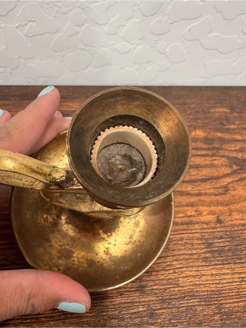Vintage Dragon Devil Koi Fish Bronze Brass Chamber Candlestick Holder Finger